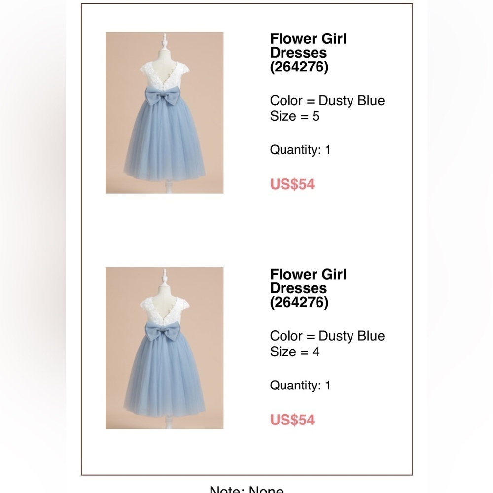 JJ’s House dusty blue and white flower girl dress. 2 dress’s, 2 sizes, worn once - Picture 4 of 6